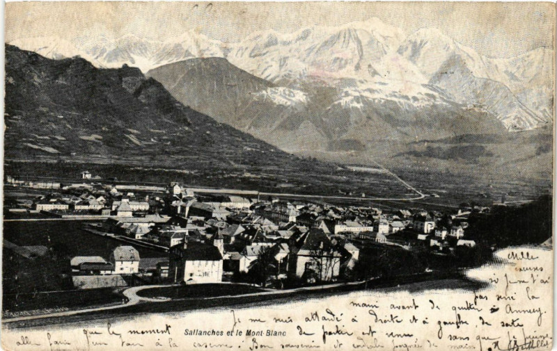 Carte postale ancienne Sallanches et le Mont-Blanc à Sallanches