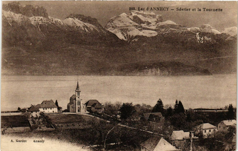 Carte postale ancienne Lac d'Annecy - Sevrier et la Tounette à Sevrier