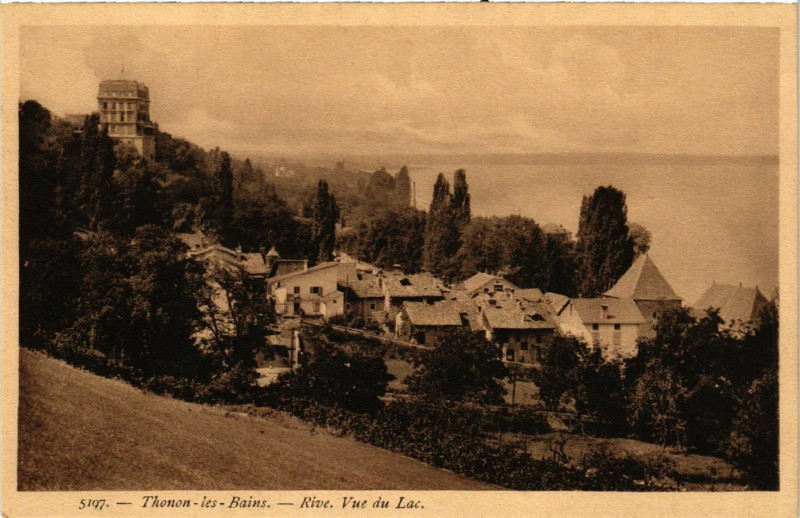 Carte postale ancienne Thonon-les-Bains - Rive. Vue du Lac à Thonon-les-Bains
