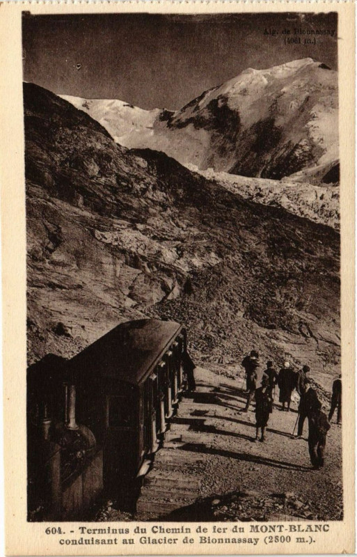 Carte postale ancienne Terminus du Chemin de fer du Mont-Blanc conduisant au Glacier de