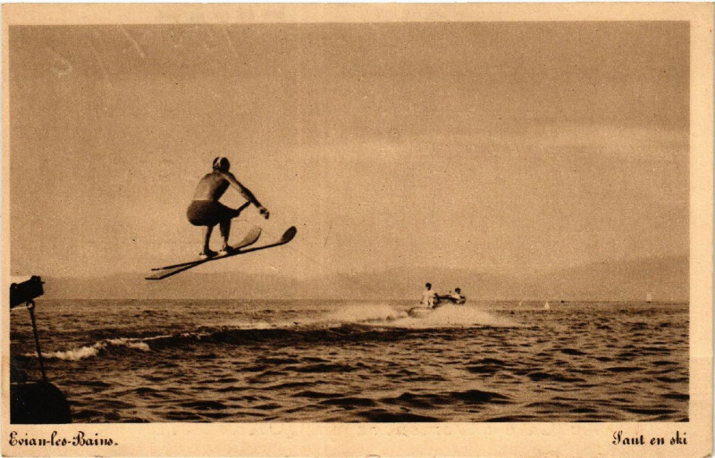 Carte postale ancienne Evian-les-Bains - Laut en ski à Évian-les-Bains