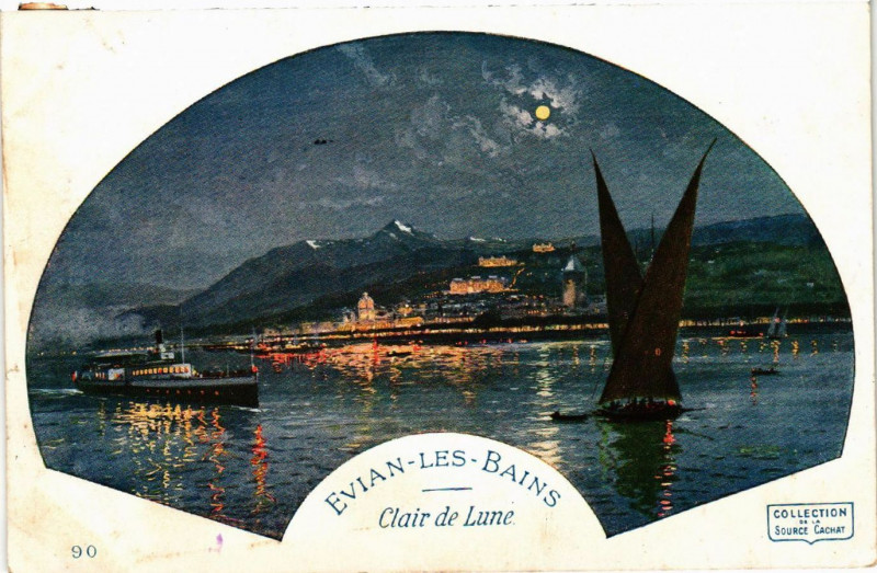 Carte postale ancienne Evian-les-Bains - Clair de Lune à Évian-les-Bains