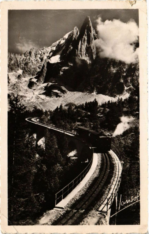 Carte postale ancienne Chamonix ALt 1050m - La Chemin de fer du Montenvers à Vers