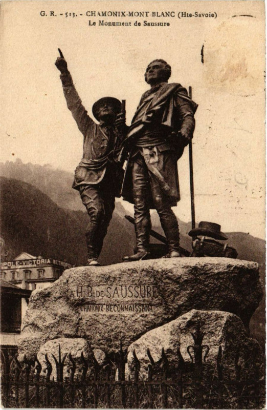 Carte postale ancienne Chamonix Mont-Blanc - Le Monument de Saussure à Chamonix-Mont-Blanc