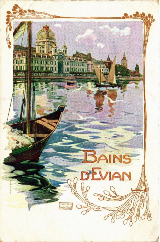 Carte postale ancienne Haute-Savoie Evian-les-Bains illustration à Évian-les-Bains