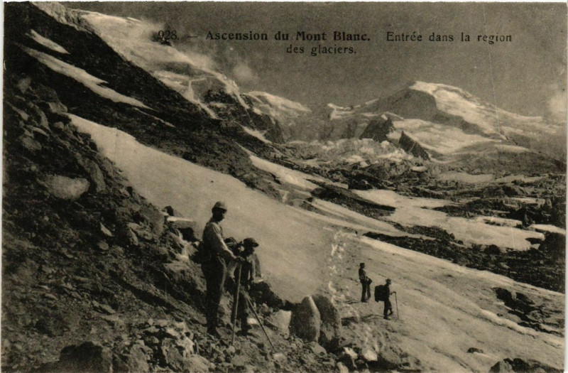 Carte postale ancienne Ascension du Mont-Blanc - Entrée dans la region des glaciers
