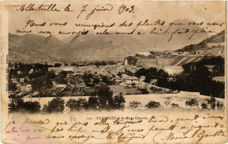 Carte postale ancienne Faverges et le Mont Charvin