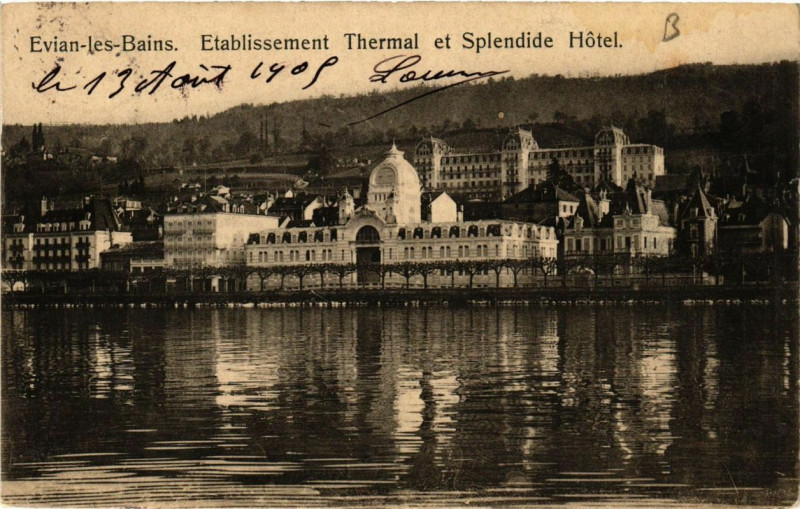 Carte postale ancienne Evian-les-Bains Etabl. Thermal et Splendide Hotel à Évian-les-Bains