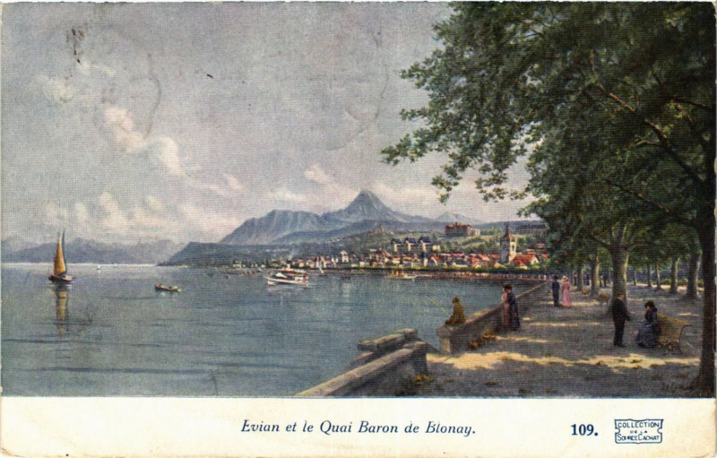 Carte postale ancienne Evian et le Quai Baron de Blonay