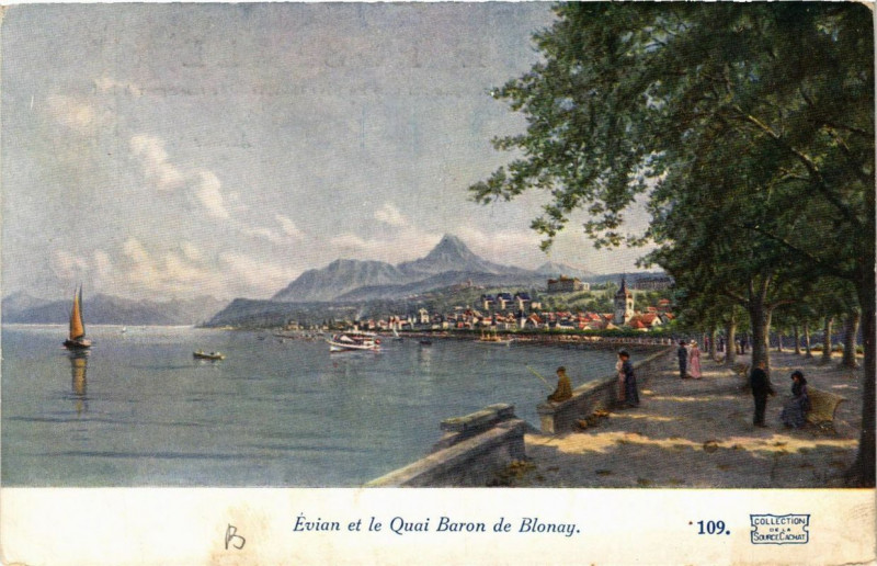 Carte postale ancienne Evian et le Quai Baron de Blonay