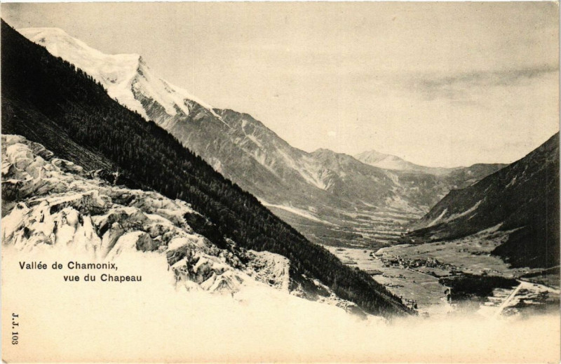 Carte postale ancienne Vallée de Chamonix vue du Chapeau