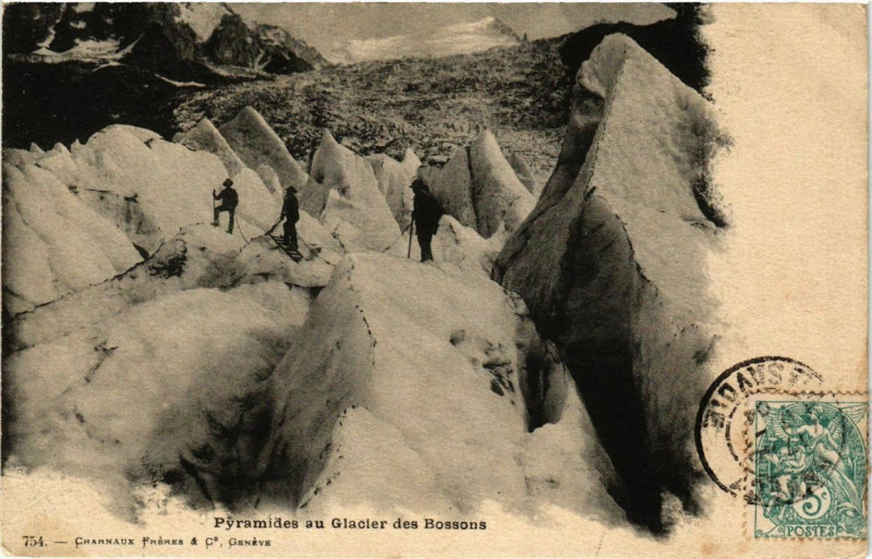 Carte postale ancienne Pyramides au Glacier des Bossons