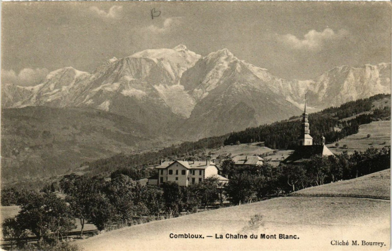 Carte postale ancienne Combloux La Chaine du Mont-Blanc à Combloux