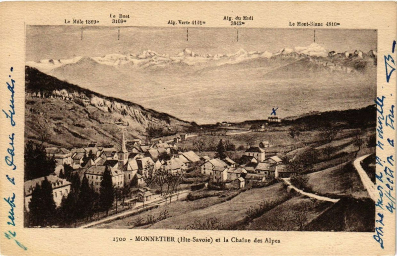 Carte postale ancienne Monnetier et la Chaine des Alpes