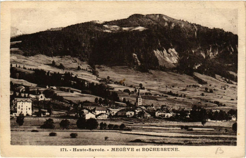 Carte postale ancienne Megeve et Rochebrune à Megève