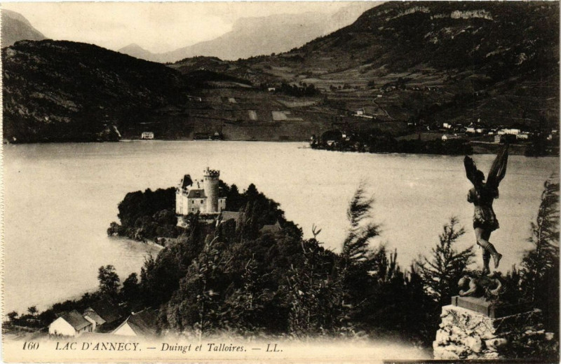 Carte postale ancienne Lac d'Annecy Duingt et Talloires à Duingt