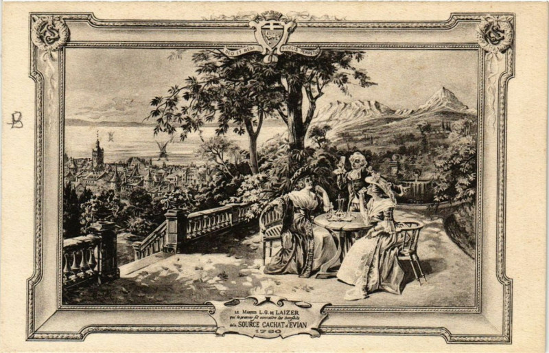 Carte postale ancienne Evian Source Cachat
