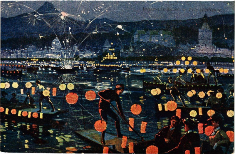 Carte postale ancienne Evian-les-Bains Fete venitienne à Évian-les-Bains