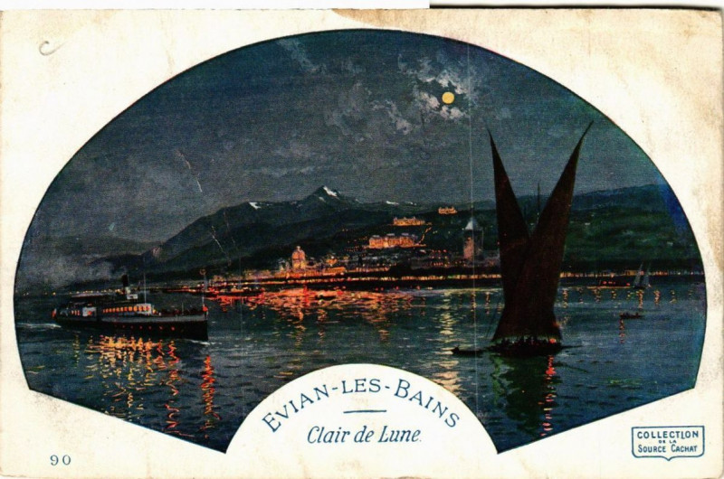Carte postale ancienne Evian-les-Bains Clair de Lune à Évian-les-Bains
