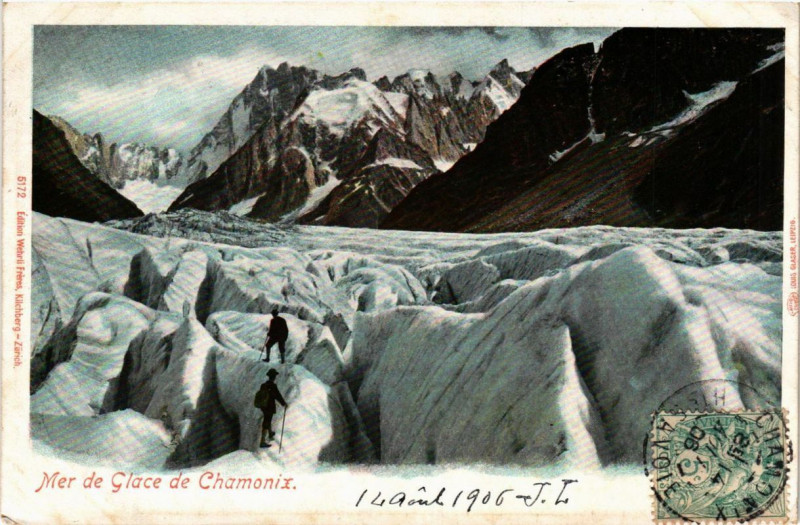 Carte postale ancienne Chamonix Mer de Glace