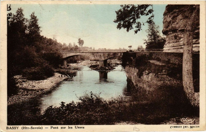 Carte postale ancienne Bassy Pont sur les Usses à Bassy