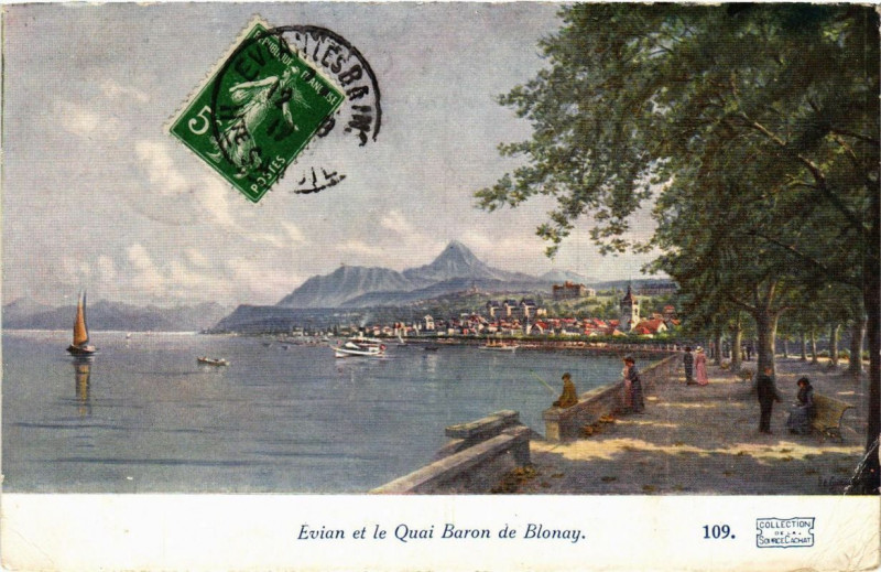 Carte postale ancienne Evian et le Quai Baron de Blonay