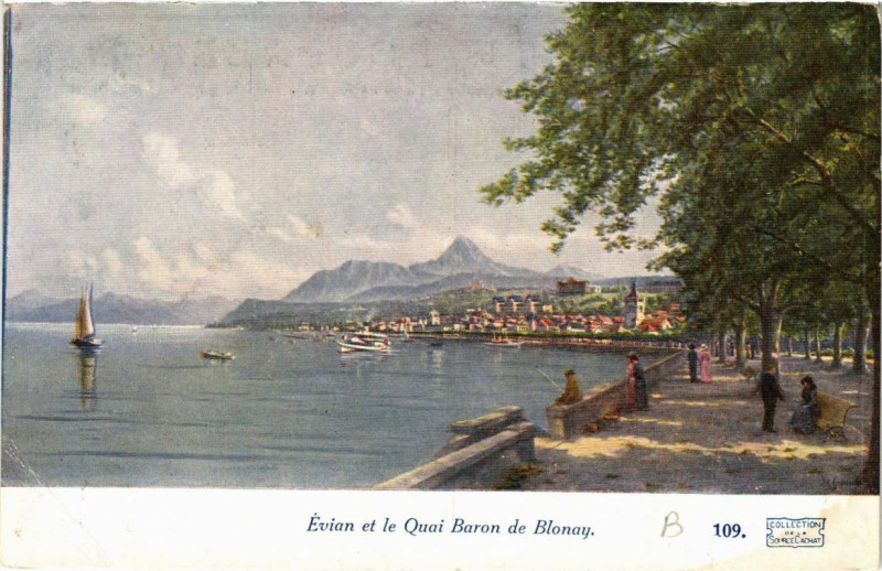 Carte postale ancienne Evian et le Quai Baron de Blonay