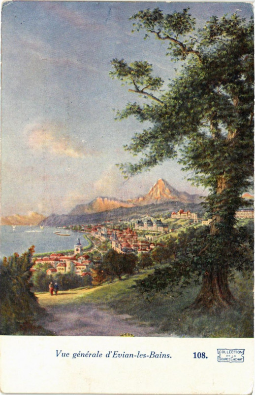 Carte postale ancienne Evian-les-Bains Vue générale à Évian-les-Bains