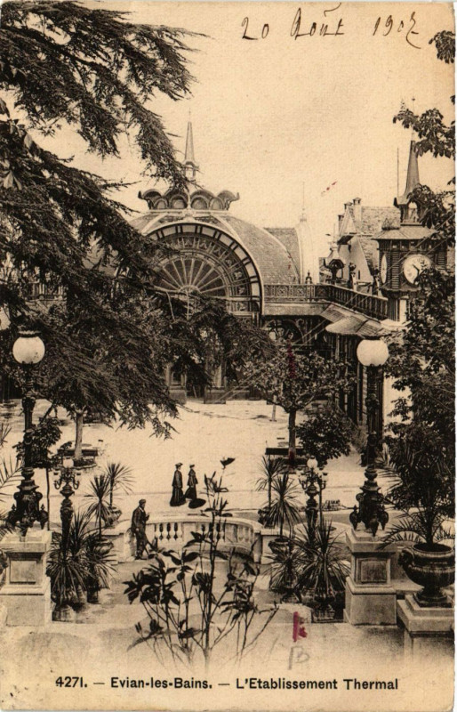 Carte postale ancienne Evian-les-Bains L'Etabl. Thermal à Évian-les-Bains