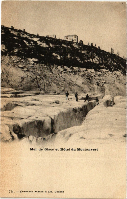 Carte postale ancienne Mer de Glace et Hotel du Montanvert