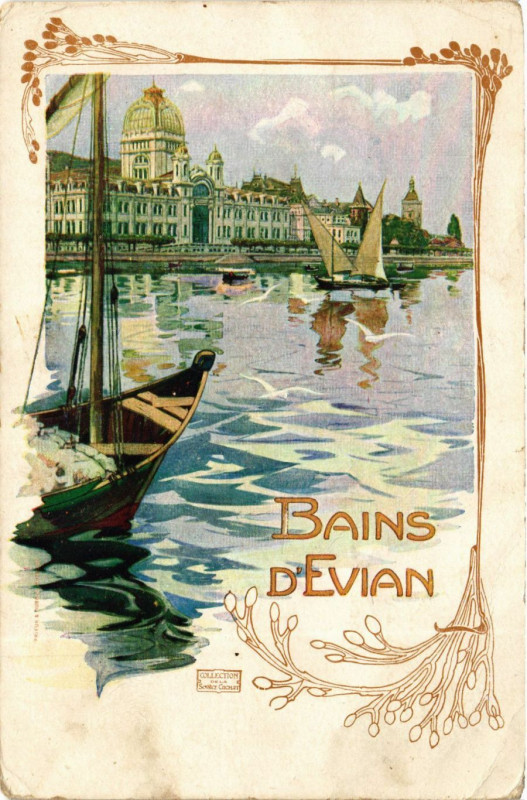 Carte postale ancienne Haute-Savoie Evian-les-Bains illustration à Évian-les-Bains