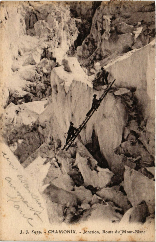 Carte postale ancienne Chamonix - Jonction Route du Mont-Blanc