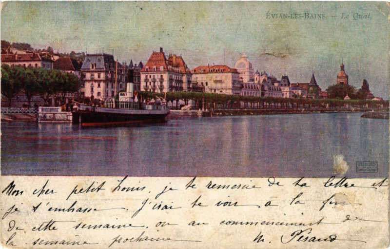 Carte postale ancienne Evian-les-Bains - Le Quai à Évian-les-Bains