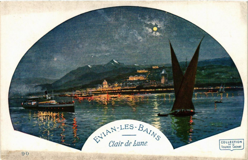 Carte postale ancienne Evian-les-Bains - Clair de Lune à Évian-les-Bains