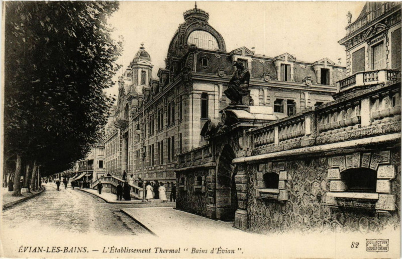 Carte postale ancienne Evian-les-Bains - L'Etabl. Thermal Bains d'Evian à Évian-les-Bains