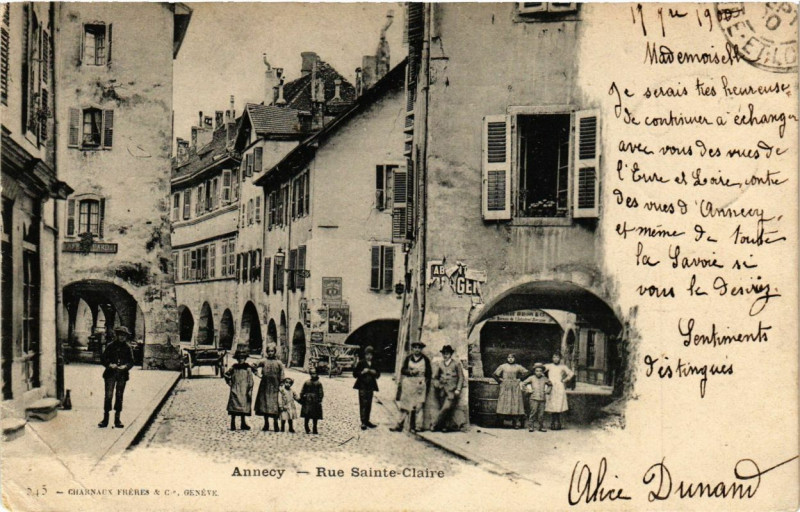Carte postale ancienne Annecy - Rue Ste-CLAIRe à Annecy