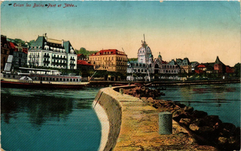 Carte postale ancienne Evian-les-Bains - Port et Jetée à Évian-les-Bains