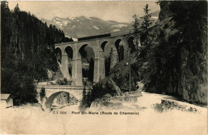 Carte postale ancienne Pont Sainte-Marie (Route de Chamonix)