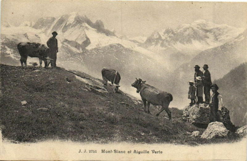 Carte postale ancienne Mont-Blanc et Aiguille Verte