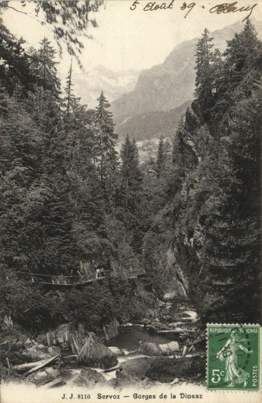 Carte postale ancienne Servoz - Gorges de la Diossz à Servoz