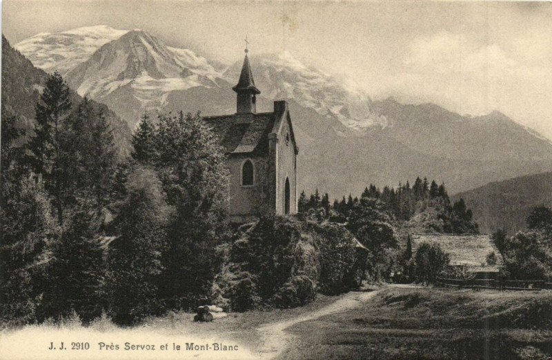 Carte postale ancienne Pres Servoz et le Mont-Blanc à Servoz