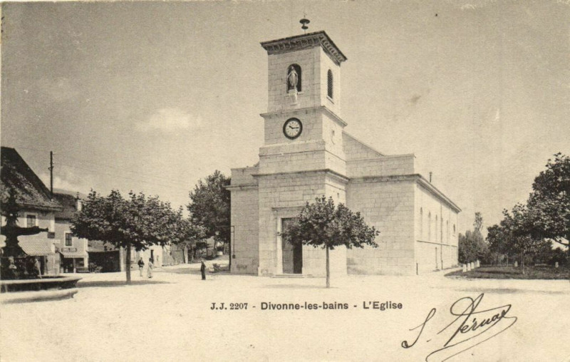 Carte postale ancienne Divonne-les-Bains - L'Eglise