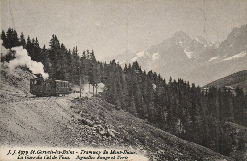 Carte postale ancienne Saint-Gervais-les-Bains - Tramway du Mont-Blanc La Gare du Col de à Saint-Gervais-les-Bains