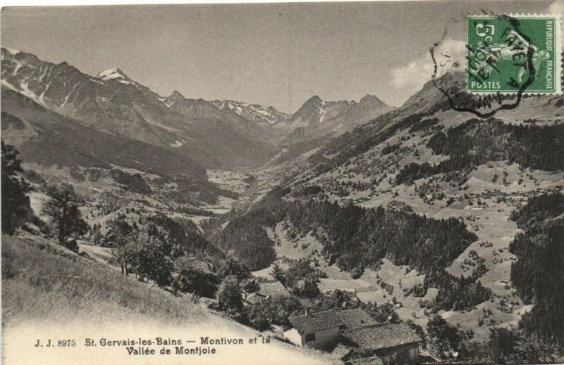 Carte postale ancienne Saint-Gervais-les-Bains - Montivon et la Vallée de Montjoie à Saint-Gervais-les-Bains