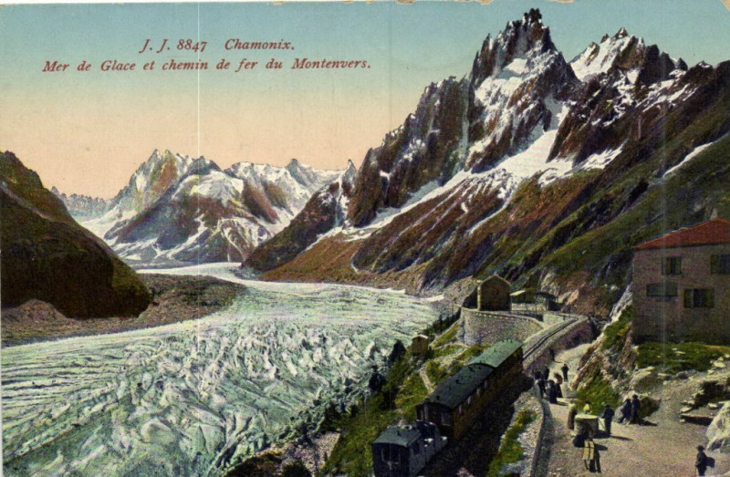Carte postale ancienne Chamonix - Mer de Glace et Chemin de fer du Montenvers à Vers