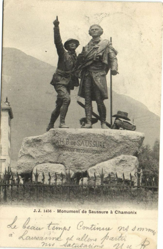 Carte postale ancienne Monument de Saussure a Chamonix