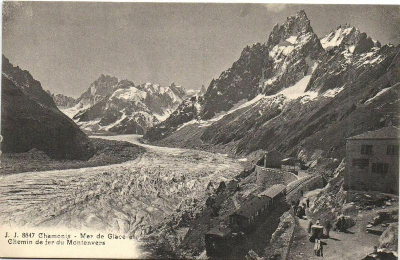 Carte postale ancienne Chamonix - Mer de Glace et Chemin de fer du Montenvers à Vers