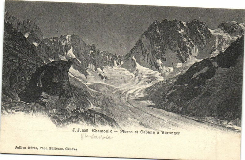 Carte postale ancienne Chamonix - Pierre et Cabane a Beranger