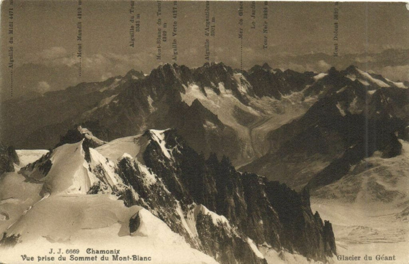 Carte postale ancienne Chamonix - Vue prise du Sommet du Mont-Blanc