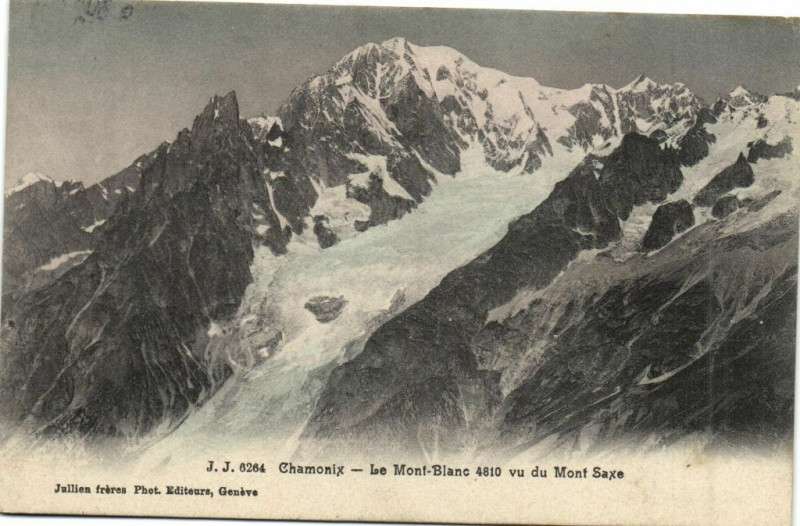 Carte postale ancienne Chamonix - Le Mont-Blanc 4810 vu du Mont-Saxe